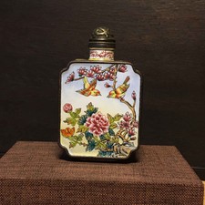 Chinese Copper Enamel Hand Painted Exquisite Flower and Bird Snuff Bottle 4643