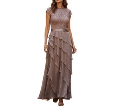 Adrianna Papell Womens Size 14 Lace Tiered Mother Of the Bride Formal Dress