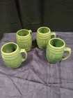 4 VINTAGE McCoy 397 Green Barrel Mugs 8 oz Pottery