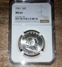 1961 Franklin Half Dollar NGC MS 64 Philadelphia Silver 50C