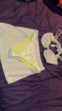 Large Women Green Floral Bikini With Bottom Wrap