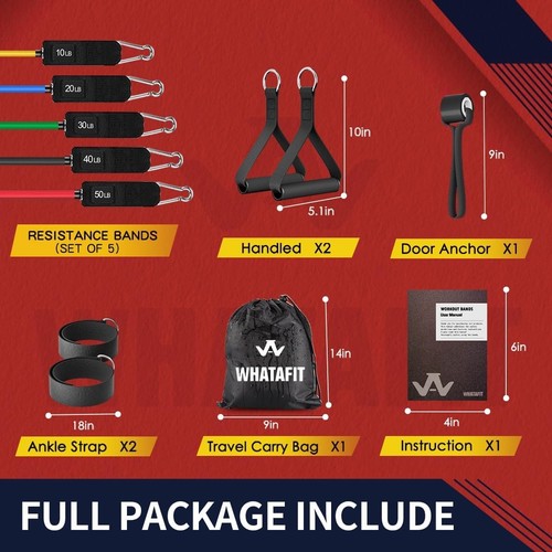 Resistance Bands Set with Handles and Ankle Straps, Natural Latex Fitness Bands - 第 5/7 張圖片