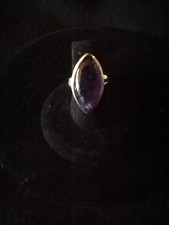925 Sterling Silver Marquise Cut Amethyst Ring Size 6.5 6.5g