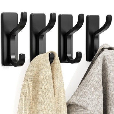 pickpiff Adhesive Wall Coat Hooks - Heavy Duty Stick-On Door Hanger, Black M...