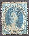 1876 Queensland Australia 2d Deep Blue Chalon Head Stamp P12 WMK Crn/Q MNG £70