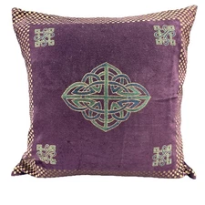 Bloomingdale's Down Velvet Celtic Knot Design Pillow Purple 20" x 20" Cotton