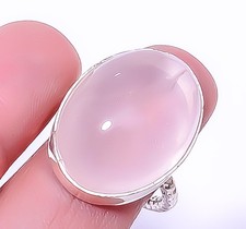 Rose Quartz - Madagascar 925 Sterling Silver Jewelry Ring s.8 R5820-2