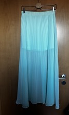 H&M Rock Maxirock Faltenrock Sommer Türkis Transparent S 