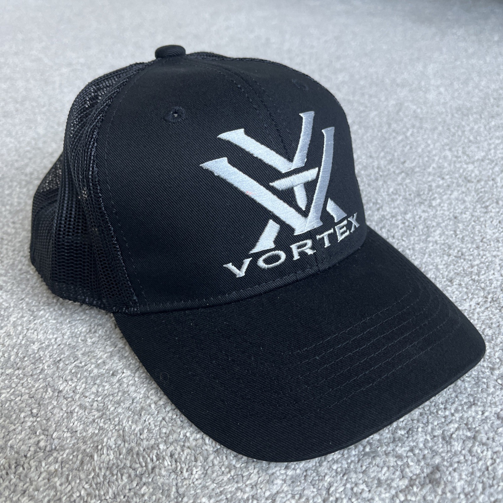 Vortex Snapback Trucker Hat Black One Size Adjustable Embroidered Mesh Back