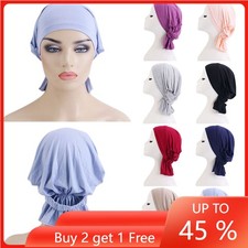 Women Turban Hijab Wrap Head Hats Muslim Chemo Cap Hair Loss Bonnet Underscarf