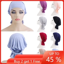 Women Turban Hijab Wrap Head Hats Muslim Chemo Cap Hair Loss Bonnet Underscarf