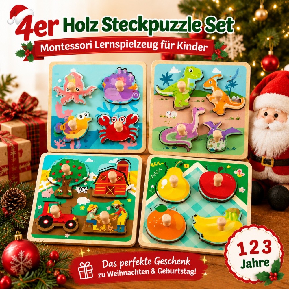 Puzzle Holz Kinder Geschenkidee Montessori Motorikspielzeug Kleinkinder ab 1Jahr