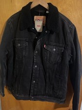 Levis Jean Jacket Mens Medium Black Fleece Sherpa Trucker