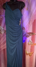 Onyx Nite Blue Sequin Beaded Sheath Dress Sweetheart Long Sleeveless 8