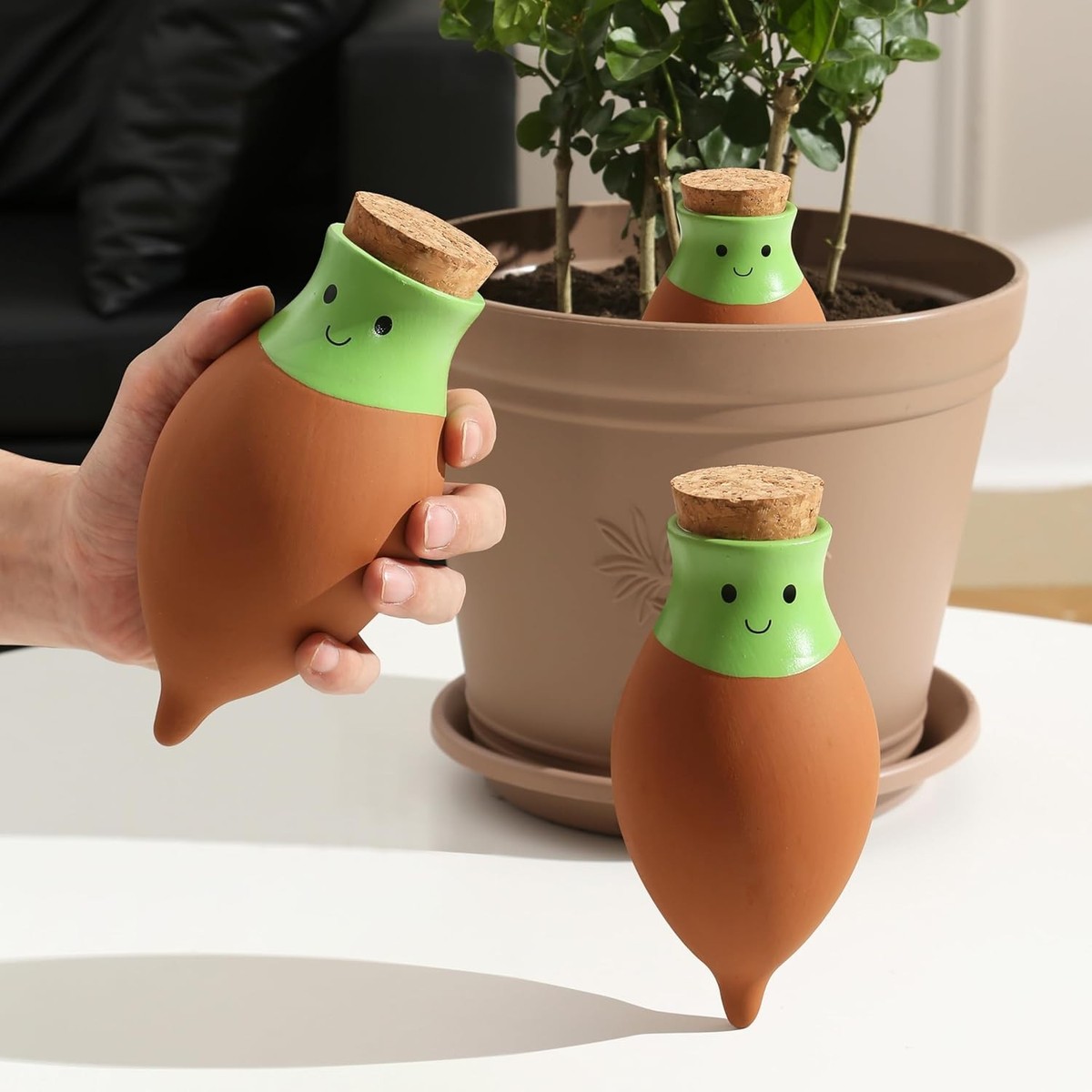 large hanging planter Triple Hanging Clay Pot Planter