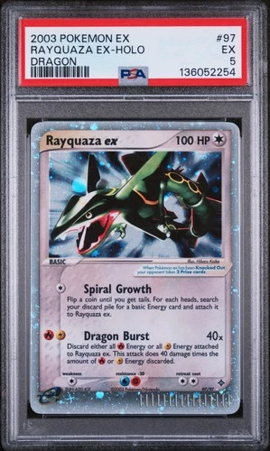 2003 POKEMON EX DRAGON #97 RAYQUAZA EX-HOLO PSA 5