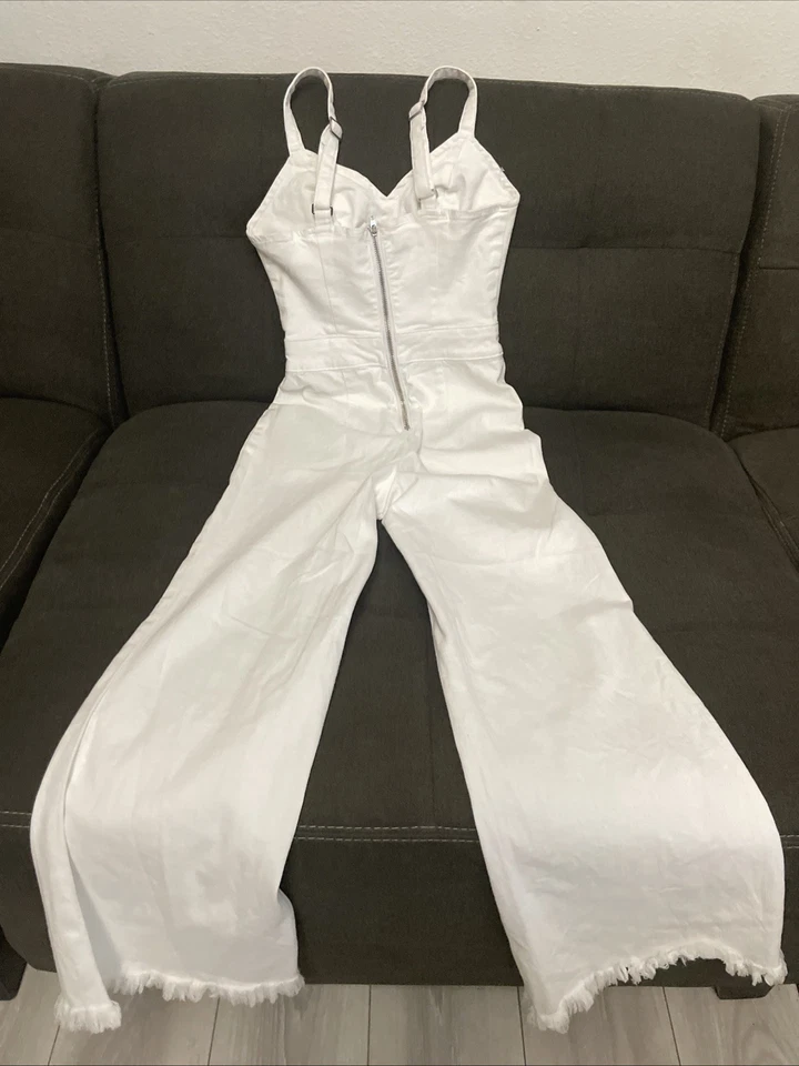 Mono Bebe Vintage Y2K Blanco Recortado Talla XXS Flecos Parte Inferior Foto 4 de 4