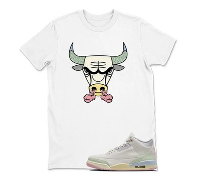 BULL Shirt White to Match JD RETRo 3 Spring Is In The Air Easter BLACK/WHITE
