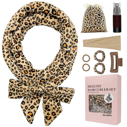 Leopard Print No Heat Curling Rod Headband for Long, Beautiful Curls - Imagen 10 de 13