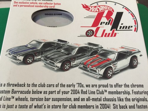 HOT WHEELS RLC EXCLUSIVE 2004 MEMBERSHIP KIT PLYMOUTH BARRACUDA (0422/7000) b211 - Picture 6 of 7