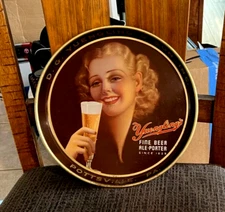 A) YUENGLING'S BEER 12" METAL TRAY PRETTY LADY WOMAN YUENGLING BRG POTTSVILLE PA