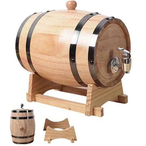 Kitchen Wooden Wine Barrel Whiskey Rum Dispenser Home-Brewed Storage Barrels - Picture 4 of 18
