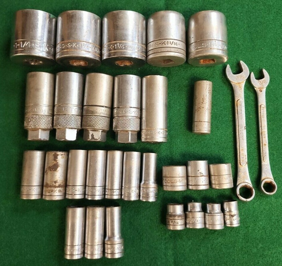 SK SK Tool Lot 31 Pcs. Sockets wrenches 1/2" 3/8" 1/4" Drive eBay