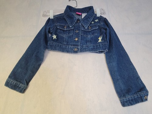 Vintage Y2K Disney Tinker bell Rhinestone Crop Jean Jacket Girls Size 6/6X