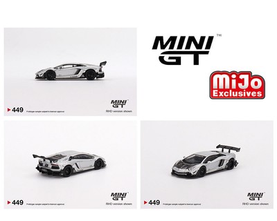 MINI GT #449 - SILVER - LBWK LAMBORGHINI AVENTADOR LIMITED - USA