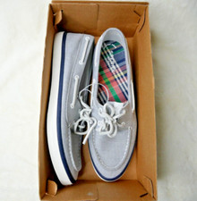 Sperry Gray Chambray Navy Sailor Boat Shoes Women's 9.5 Euro 40.5 STS84877 NEW