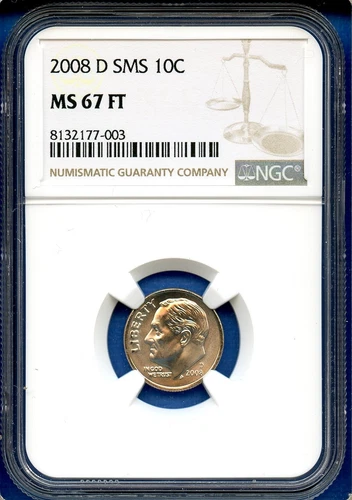2008 D NGC SMS MS67 FT Roosevelt Dime 10c US Mint Coin 2008-D MS-67 FT