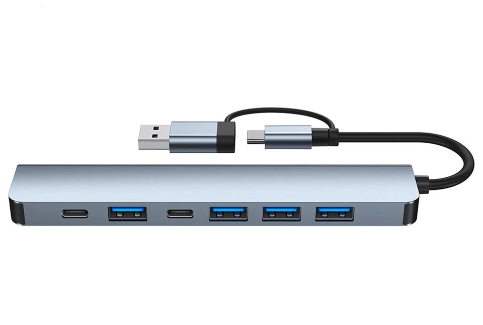 7 in 1 Multiport USB-C Hub Type C To USB 3.0 2.0 Multi-hub Dock Splitter Adapter - Image 4 of 4