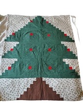 Handmade Christmas Quilt Patchwork Wall Hanging Lap Cover Handcrafted 36 30"