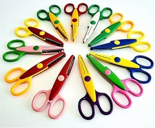  12 Kids CRAFT SCISSORS Set Decorative Edge Crafts Scrapbook With Carrying Case