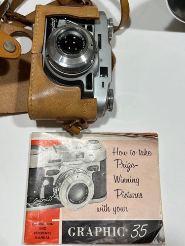 Graflex Graphic 35 VINTAGE Chrome Camera w/50mm f2.8 Lens w/Exposure Meter - Picture 4 of 20