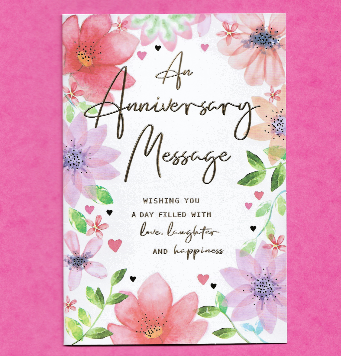 An Anniversary Message Card Pink Lilac Floral Flowers Wedding Your 19x13cm