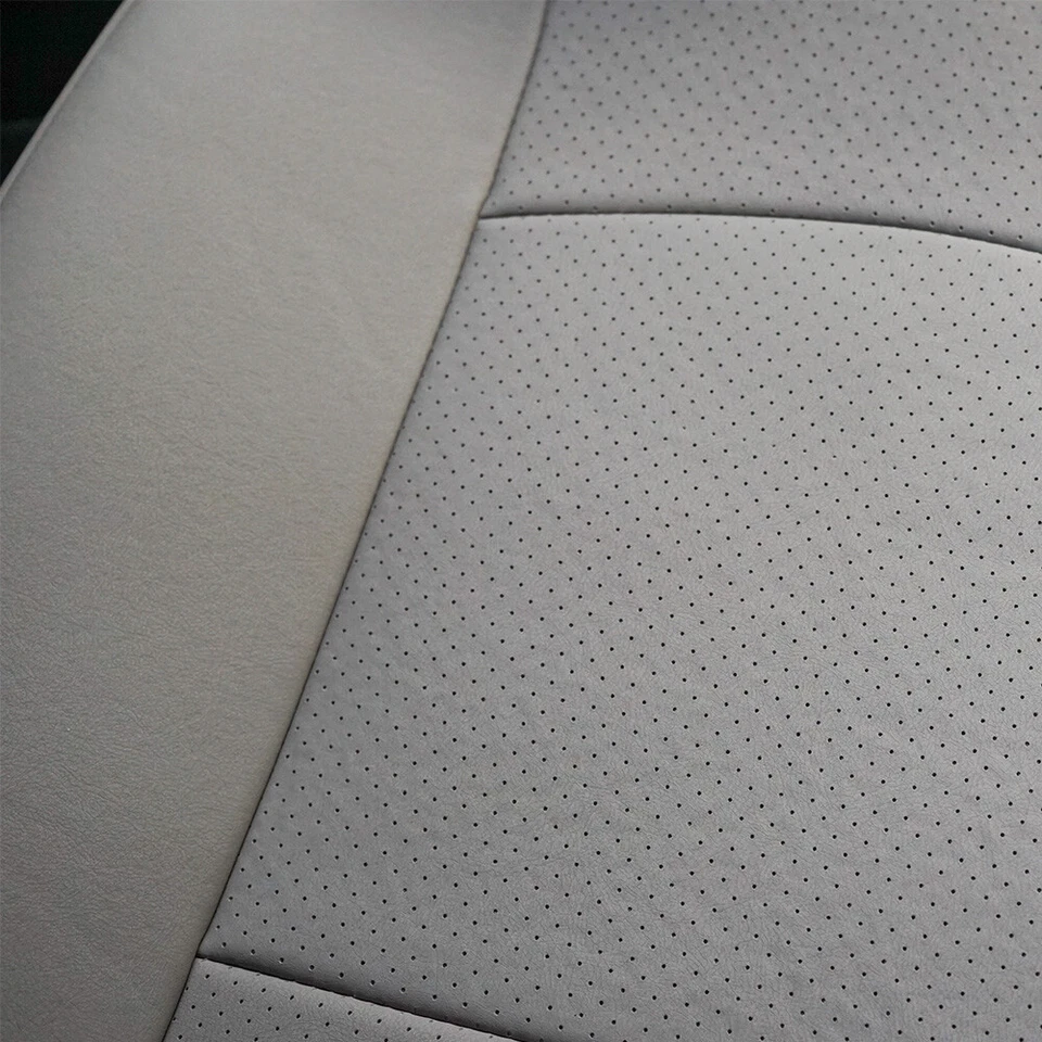 Protector de asiento de coche envolvente completo 3D de cuero PU gris 2 piezas accesorios Foto 4 de 4