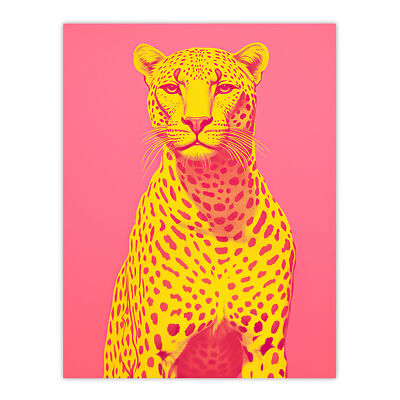 Cerise Cheetah Bold Animal Yellow Pink Wall Art Poster Print Picture