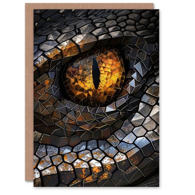 Geburtstagskarte geometrisch polygonal Schlange Reptil Auge Nahaufnahme