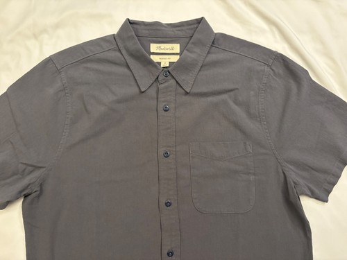 Madewell men's Crinkle Cotton Perfect Short-Sleeve Shirt, Thundercloud, Medium - Picture 3 of 9