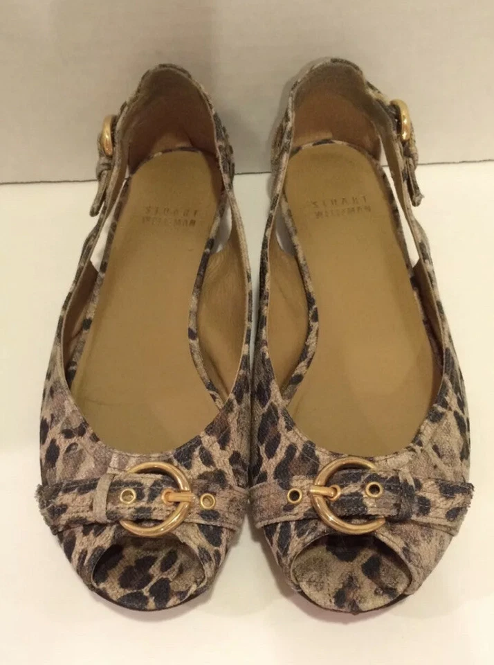 Stuart Weitzman Chitchat Open Toe Ballet Flats Faded Leopard 6.5 $329 - Image 4 of 4
