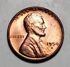 1954 S LINCOLN WHEAT PENNY FILLED 5 ERROR UNC #P1272