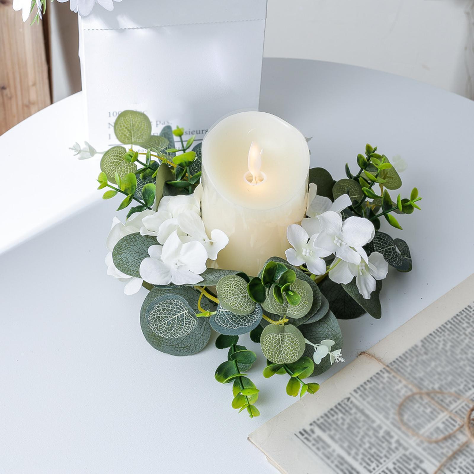 Artificial Flower Candle Rings Wreaths, Flower Decor for Candles, Fake