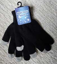 1 Pair Magic Touch Gloves Stretch Smartphone Texting Touch Screen BLACK One Size