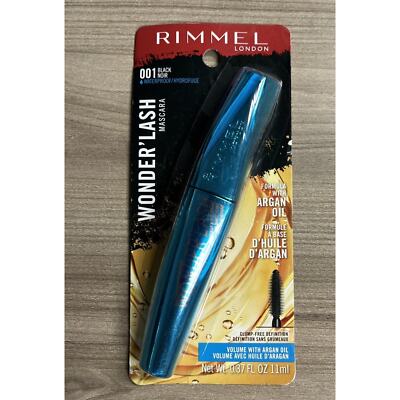 Rimmel Wonder Lash Mascara Black 001 Eyelash Waterproof Argan Oil Volume Formula