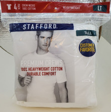 Stafford T Shirts Heavyweight 100 Cotton Crew Necks Large Tall 4-Pack