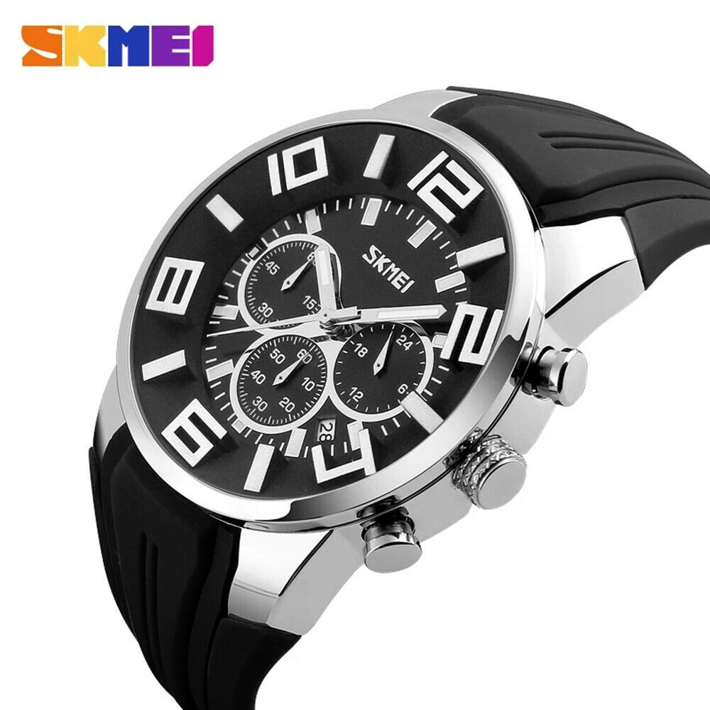 SKMEI Men Watch Large Dial Fashion Sport Rubber Wristwatch Male Calendar Watches