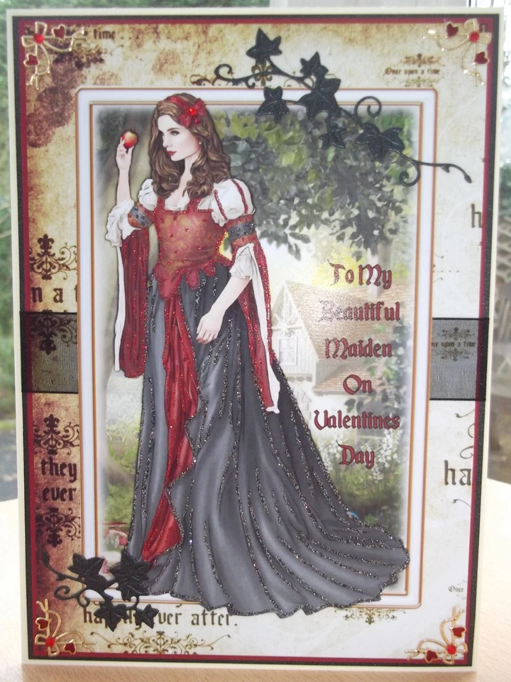 Tarjeta de día de San Valentín pagana personalizada gótica medieval cuento de hadas doncella Foto 4 de 4