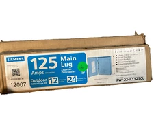 Siemens PW1224L1125CU Main Lug 125A 12Spaces 24Circuit Nema Type 3R