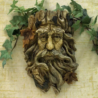 Old Man Tree Face Wall Planter Wood Look  Head Sculpture Resin Home Garden Decor